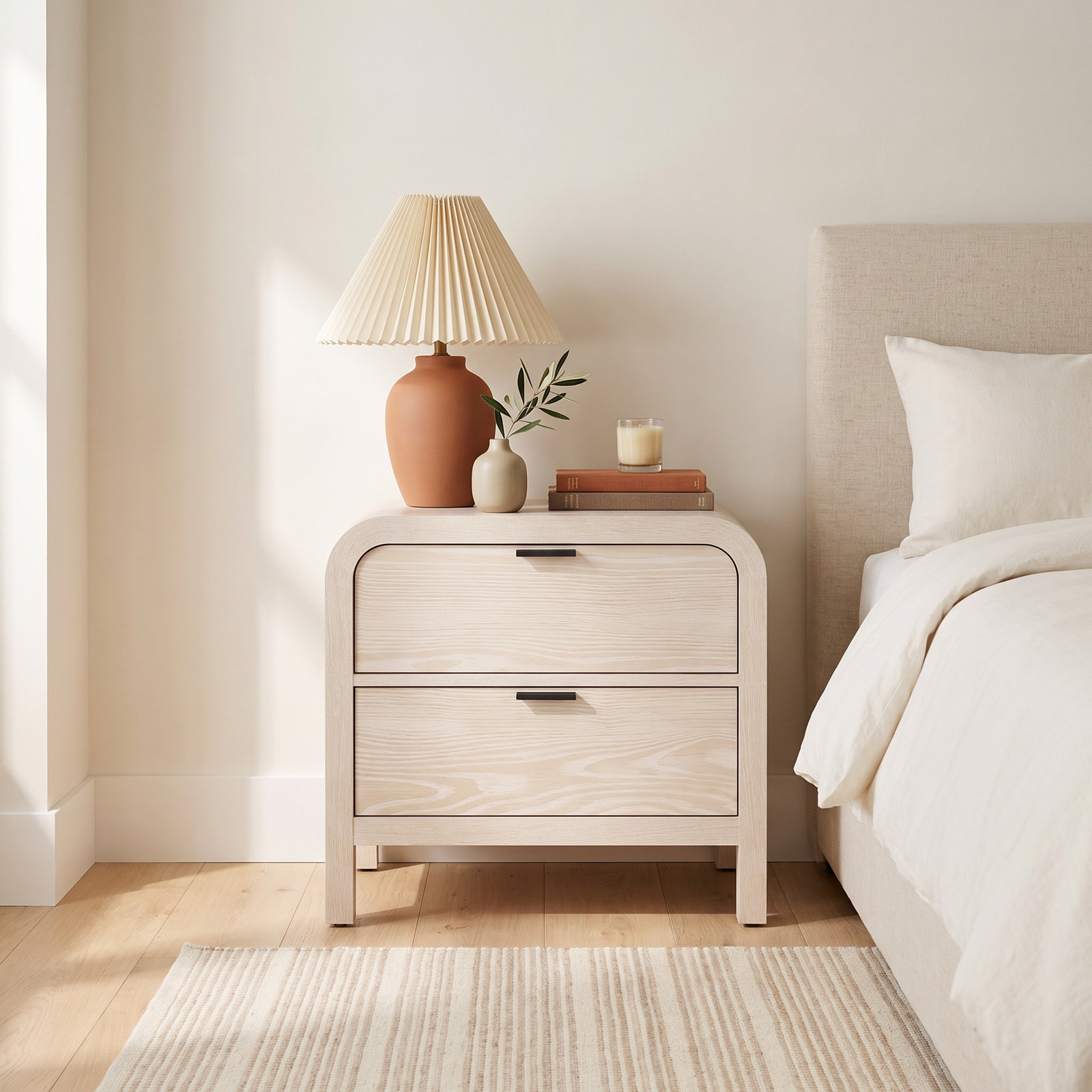 Essie 2-Drawer Nightstand, White