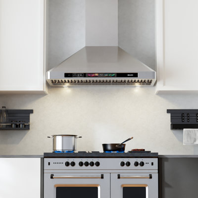 Brano 36 Inch Wall Mount Range Hood 900 Cfm With Voice/gesture/touch Control, Stainless Steel Vent Hood With 4 Speed, 4 Adjustable Lights, Ducted/ductless Convertible