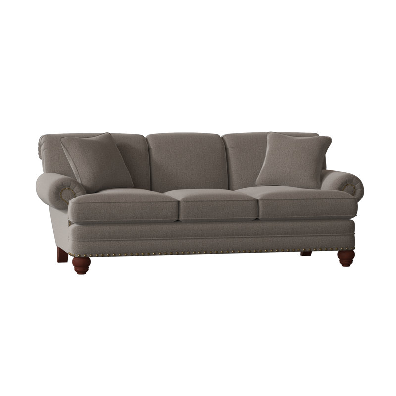 Spratt Sofa, Light Brass, Manhattan, Peyton Navy Performance Twill