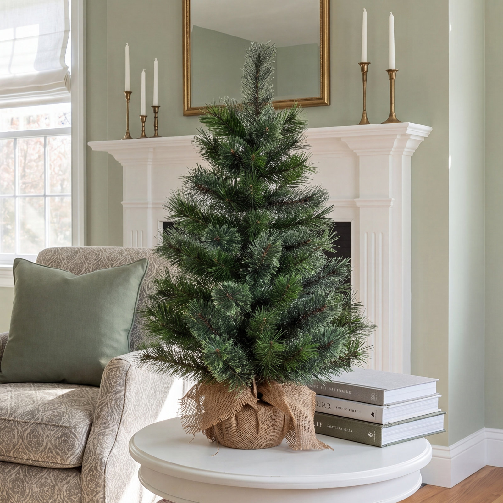 Cashmere Flocked Pine Christmas Tree, 2.6' H