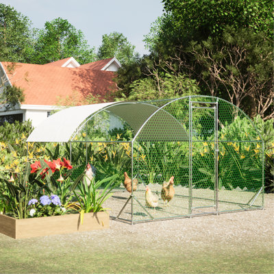 Large Chicken Coop Metal Run. Water- & Cover. 9.84'X19.68'X6.56'. Safe Lockable Door. Walk-In Style. Galvanized Steel Frame. For Outdoor Farm Run With
