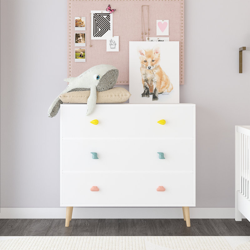 Commode 3 tiroirs pour enfants, Blanc