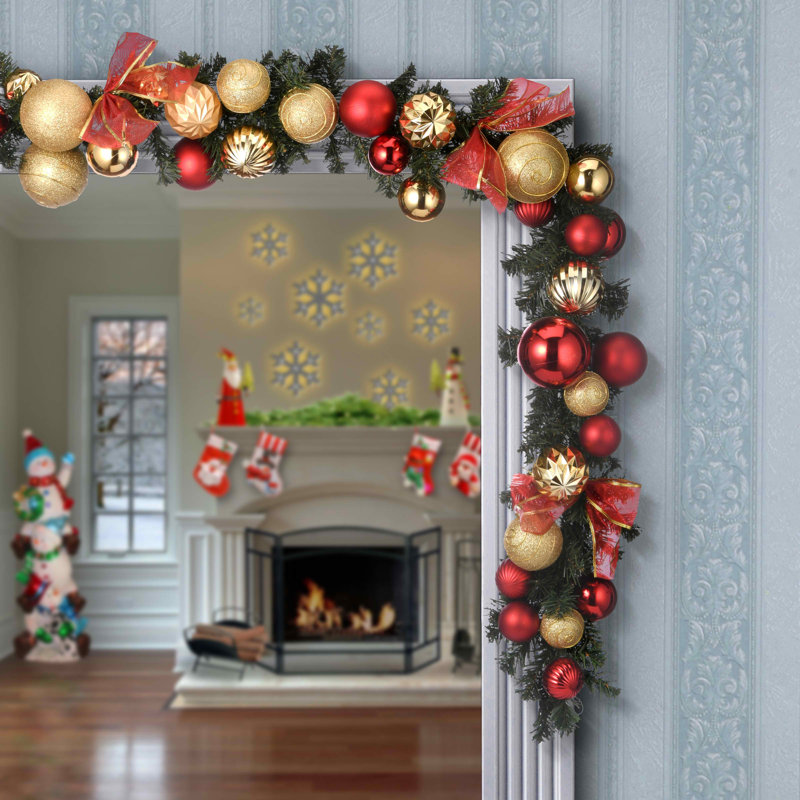 6 ft. Red and Green Ornament Garland