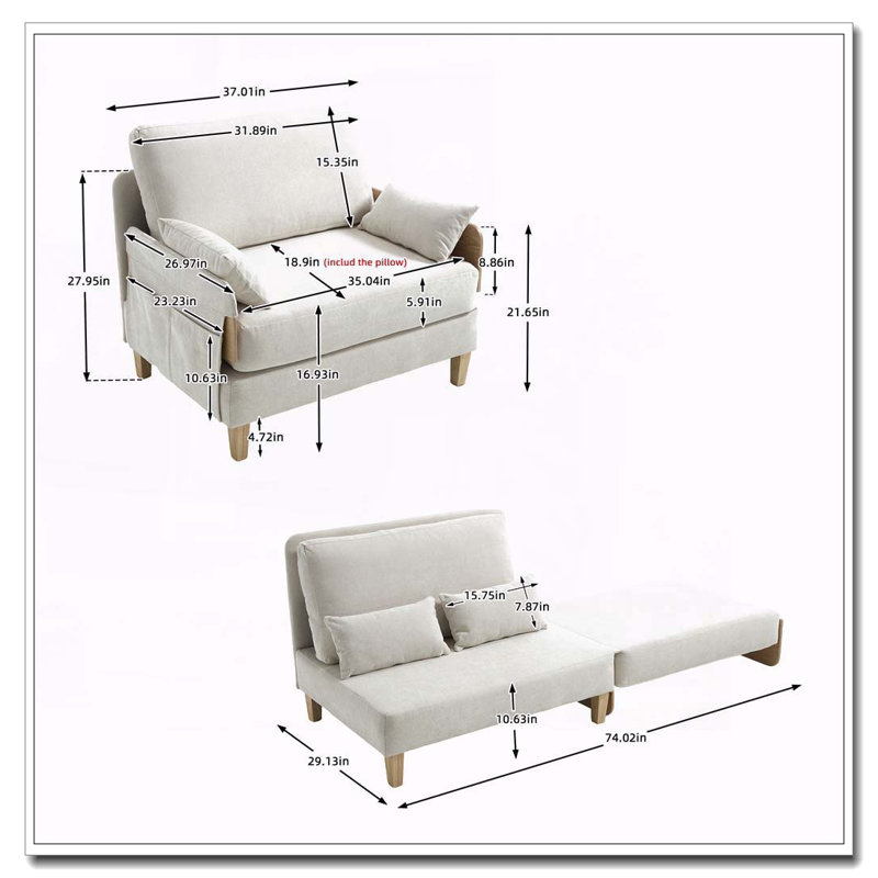 Fauteuil convertible en chenille, Beige
