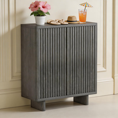Armoire à chaussures de 31,6 pouces avec porte cannelée, rangement à 5 niveaux avec 4 tablettes réglables, organisateur de rangement de chaussures rustique en panneau de particules et panneau de fibres à densité moyenne pour le couloir et le vestibule.