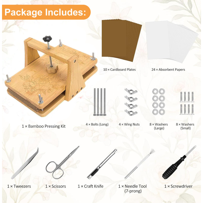 Ensemble de pressoir à fleurs, 6 couches 11,6 po x 7,68 po x 5,5 po, facile à presser, trousse de conservation des plantes séchées pour les amateurs d'artisanat