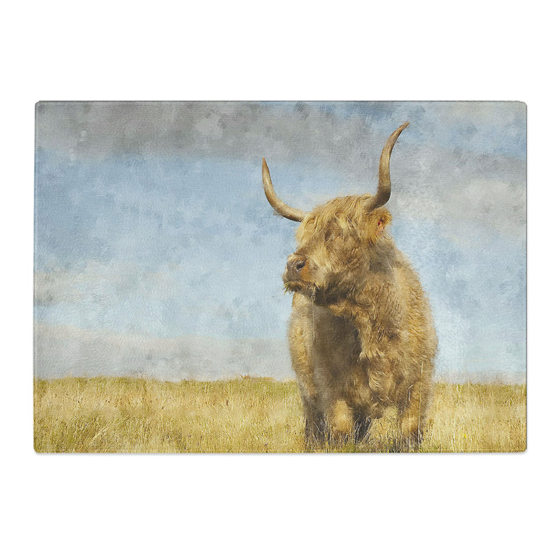 Highland Bull Cow Vol.1 Painting Chopping Board, 0.4cm H x 28.5cm W x 39cm L