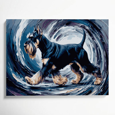 Dogs Giant Schnauzer Blue Canvas Wall Art