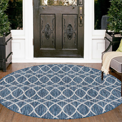 Blue Gitter Indoor/Outdoor Trellis Rug