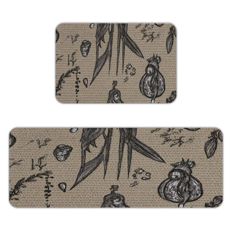 2-Piece Citrus & Floral Kitchen Mat Set