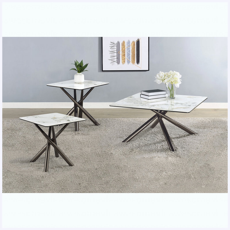 Ensemble de tables basses 3 pièces Modern Modern, Bright, Blanc / ne s'applique pas, H 17,5 po x l 35,25 po x P 35,25 po