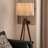 Beige + Red Fabric + Solid Wood + Metal Free form Floor Lamps