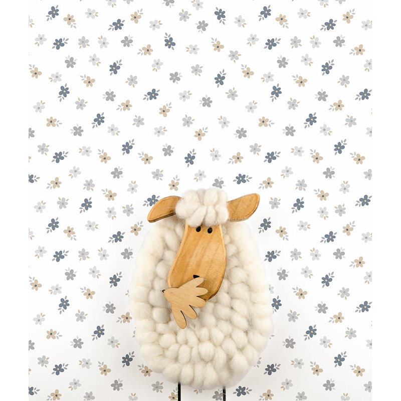 Nerijus Little Explorers 2 Five Leaf Flower Wallpaper Roll, Silver