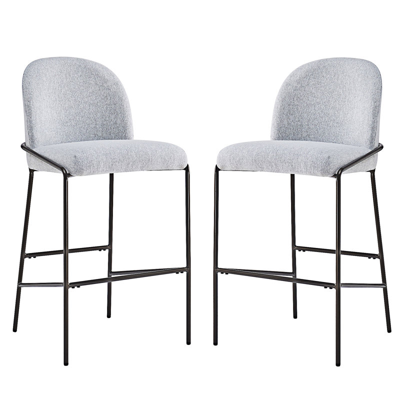 Ensemble de 2 tabourets de bar rembourrés, Gris