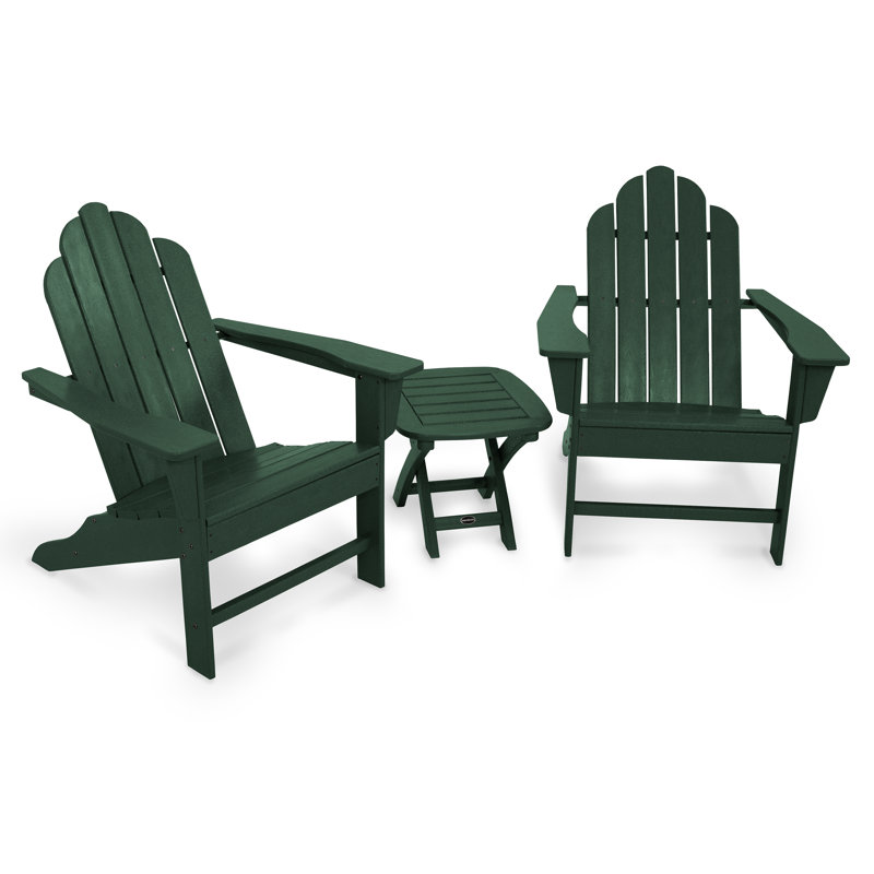 POLYWOOD Long Island Adirondack 3-Piece Set, Green