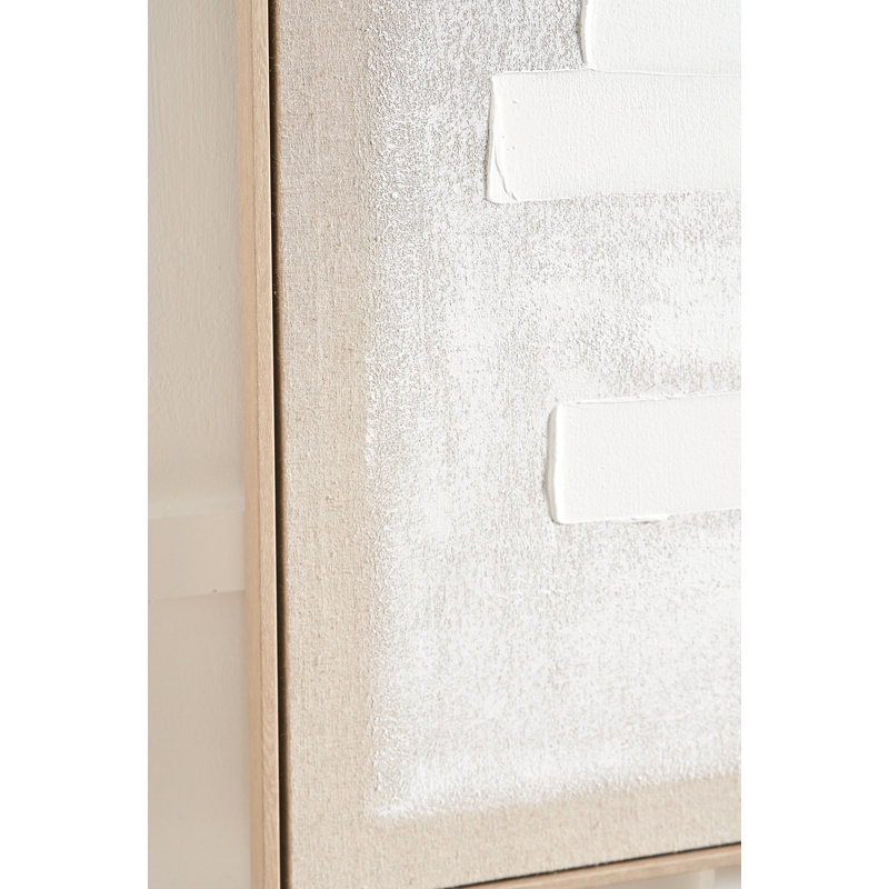 White And Natural Textured Canvas - Single Picture Frame Print on Canvas