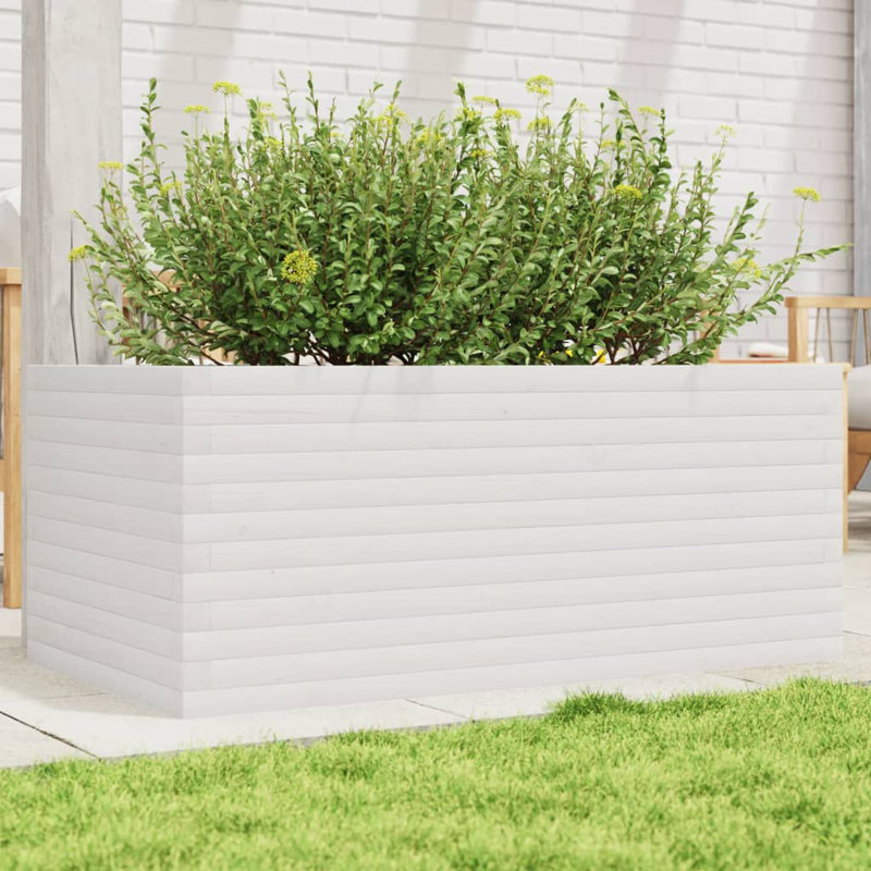 3 Wood Planter, 46cm H x 110cm W x 60cm D, White
