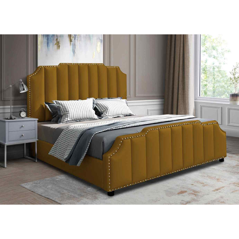 Upholstered Bed, Single (3'), Mustard