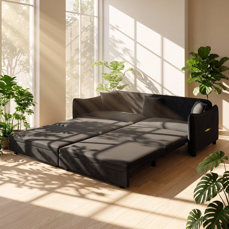 Canapé-lit à 3 places en velours l 81,9 po x P 35,8 po x H 41,7 po