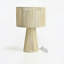 Lampe de table en rotin 18,5 pouces Boho, lampes de table en osier tissé à la main blanc crème avec abat-jour en tissu, lampe de chevet naturelle