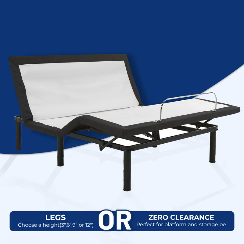 15" Adjustable bed base With Zero gravity, Head and foot incline, Wireless remote, Queen