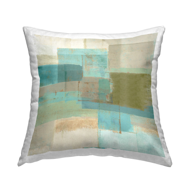 Coussin Victorian, H 18 po x l 18 po, Bleu abstrait 11, Carrée