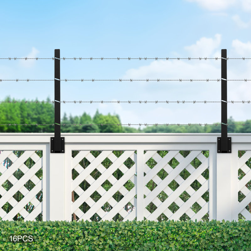 16 Pack 23.62'' H Fence Post Extenders, Black