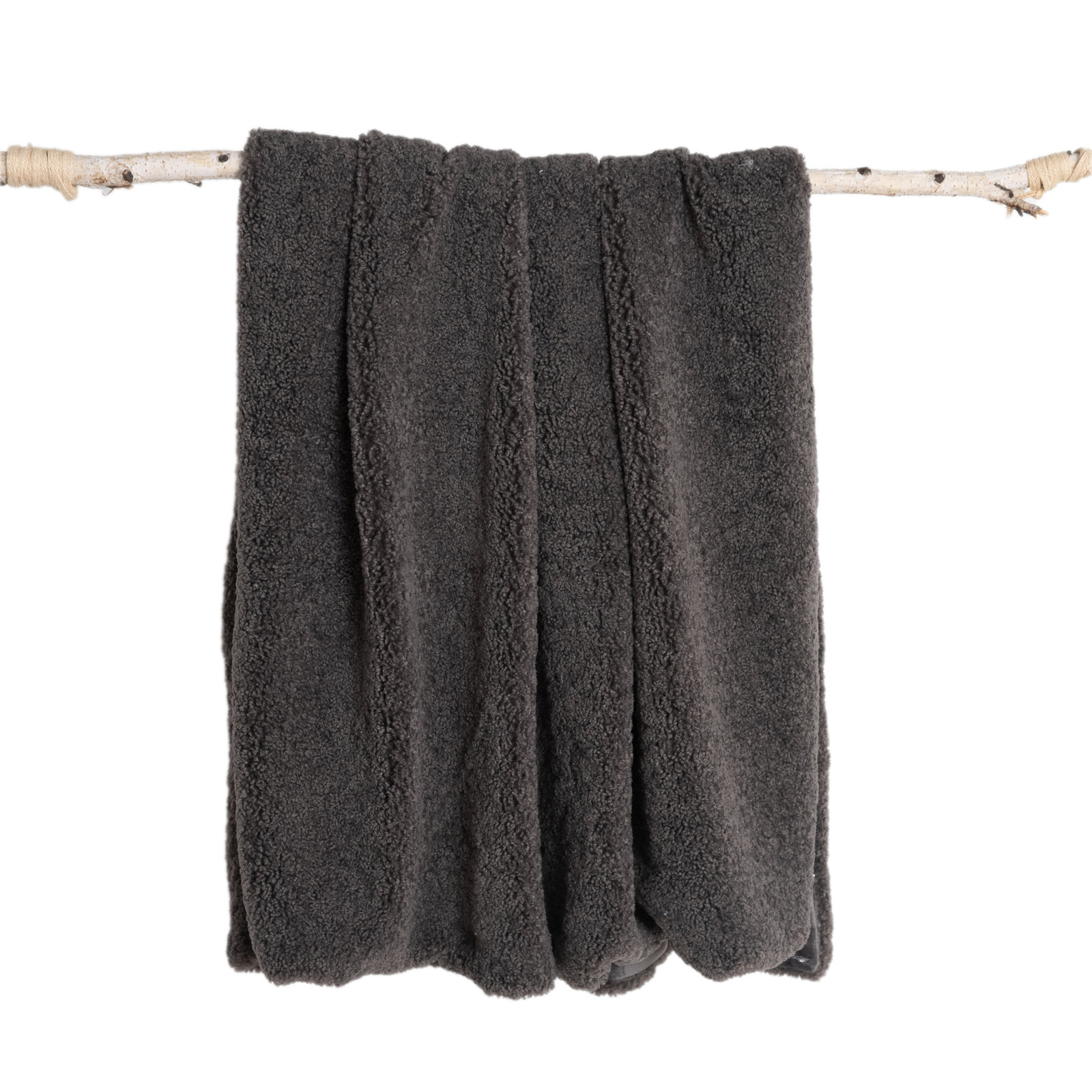 Sherpalux Knitted Throw Blanket, Charcoal Gray