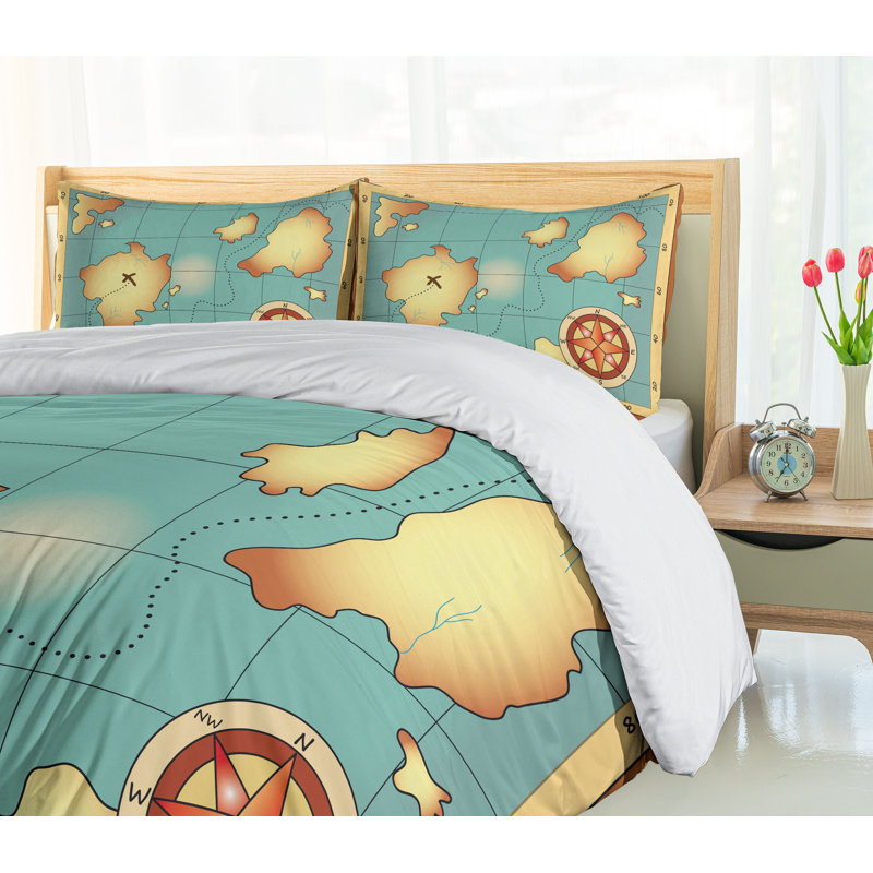 Coastal Polyester Duvet Cover, Twin Duvet Cover + 1 Standard Sham