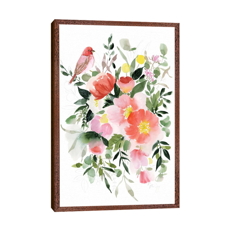 Happy Life III by Stephanie Ryan - Painting on Canvas, 101.6cm H x 66.04cm W x 3.81cm D, Classic Brown Wood Floater Framed