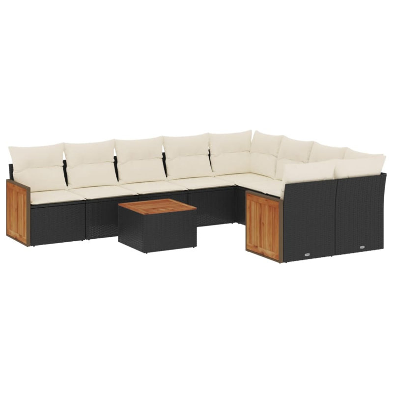 Ensemble de canapé de jardin Vidaxl noir, crème