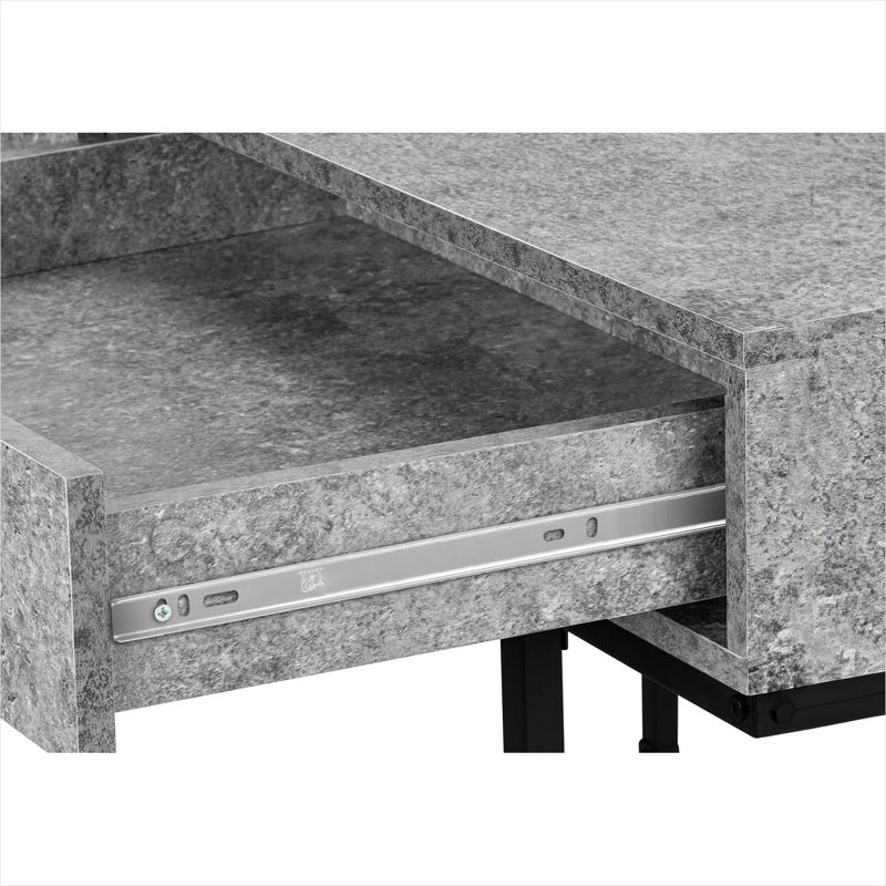 Bureau d'ordinateur à panneau de particules avec tiroirs, stratifié gris, surface de travail de 48 pouces pour le bureau à domicile, table rectangulaire moderne