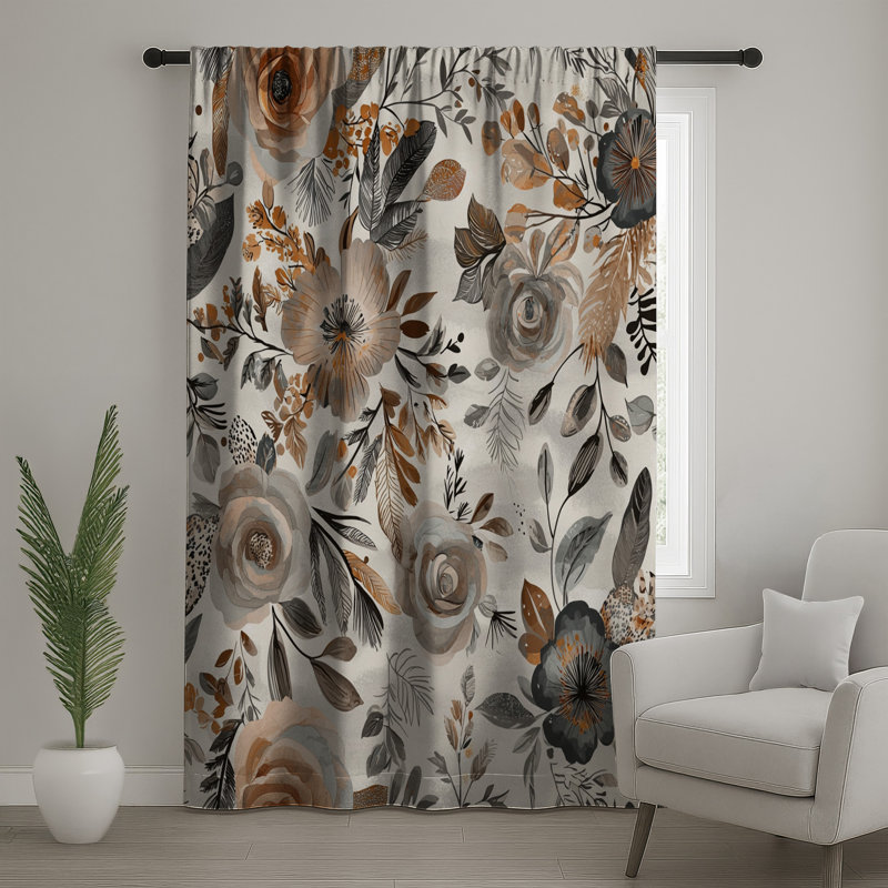 Rideaux floraux, voilages et voilages à motif floral - 1 panneau, 50 po x 92 po - 1 panneau, Blocage