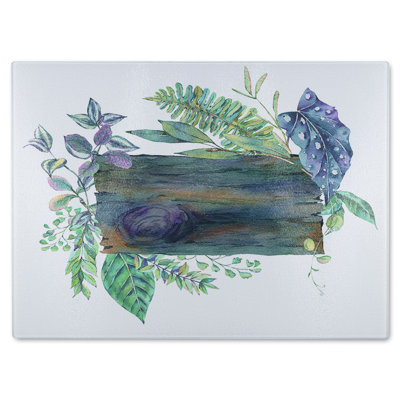 Leaves Board Glass Chopping Board