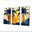 «Blue and Gold Palm Trees Scenery I», ensemble d'art mural palmiers-107200865-107200860