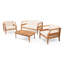 Ensemble de causeuse et table basse et fauteuil club d'extérieur Mid-Century 4 pièces