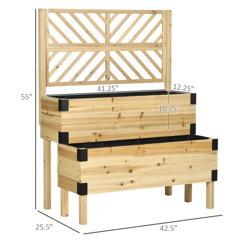 Khaniyah Wood Elevated Planter, Natural