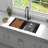 33'' L Black Double Bowl Undermount Workstation 16 Gauge Stainless Steel Kitchen Sink