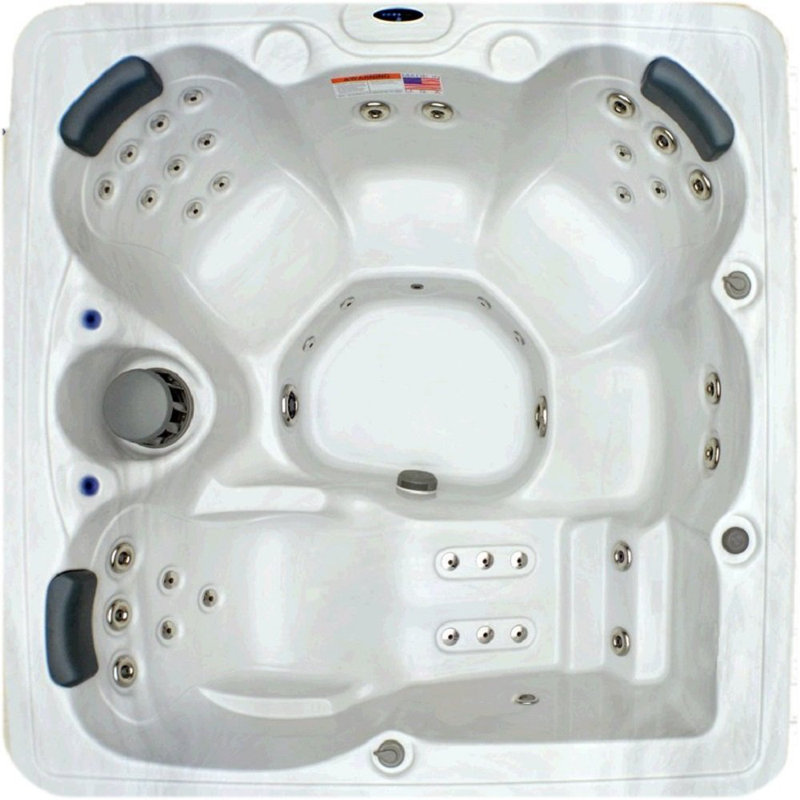 Sterling White Acrylic 6-Person Square Hot Tub with Stainless Jets