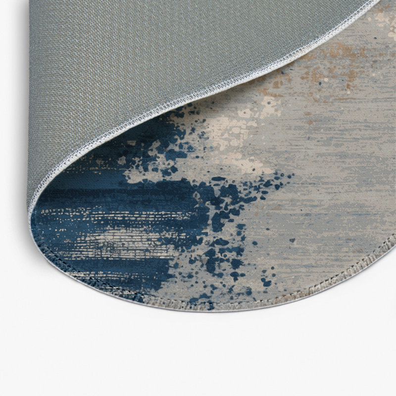Watercolor Gray Indoor and Outdoor Area Rug, Round 5'