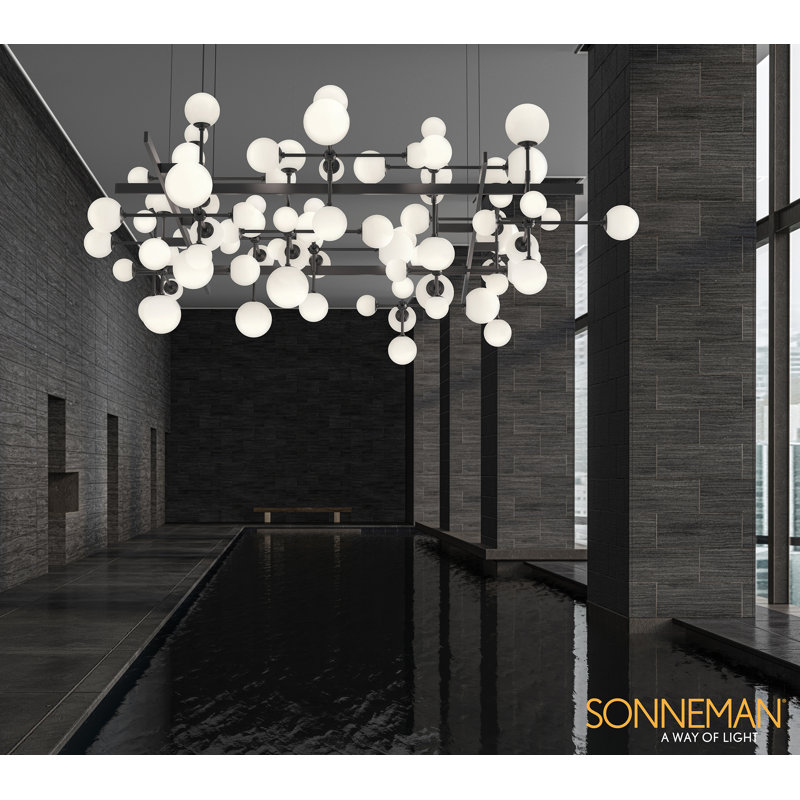 LED Chandelier, Satin Black
