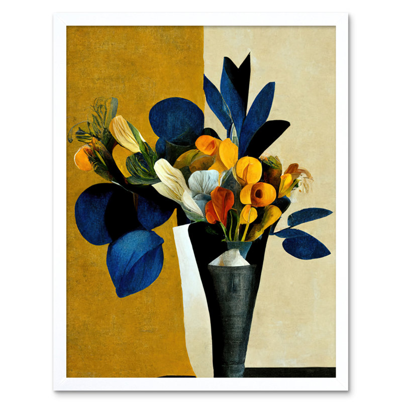 Autumnal Abstract Bouquet Flowers Artwork - Print, 25.9cm H x 20.6cm W x 1.5cm D, White Framed Paper
