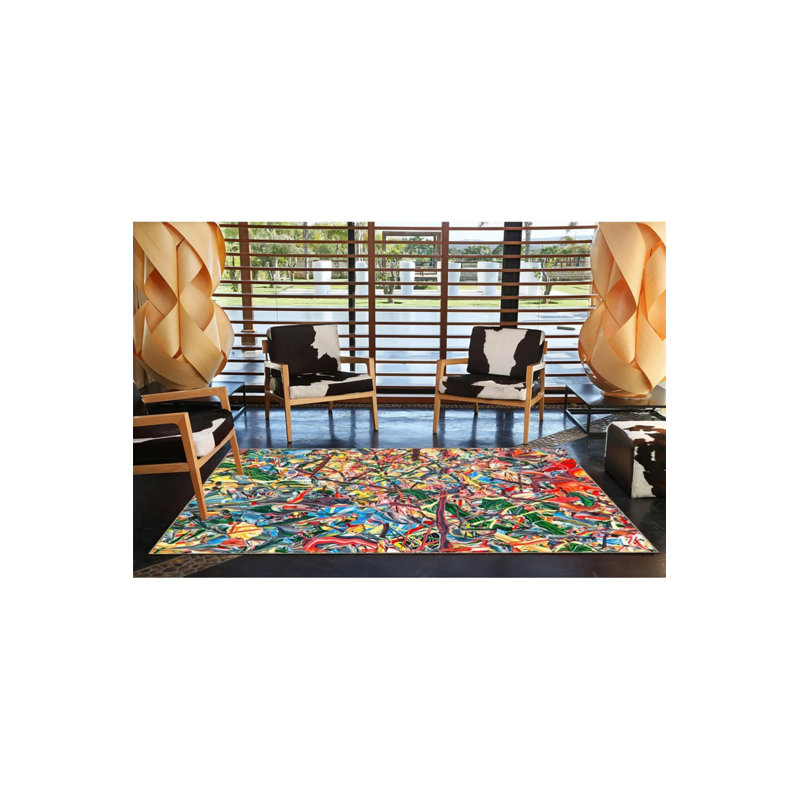 Mixed Color Mixed Striped Woven Base Washable Carpet, Runner 2'6" x 9'11"