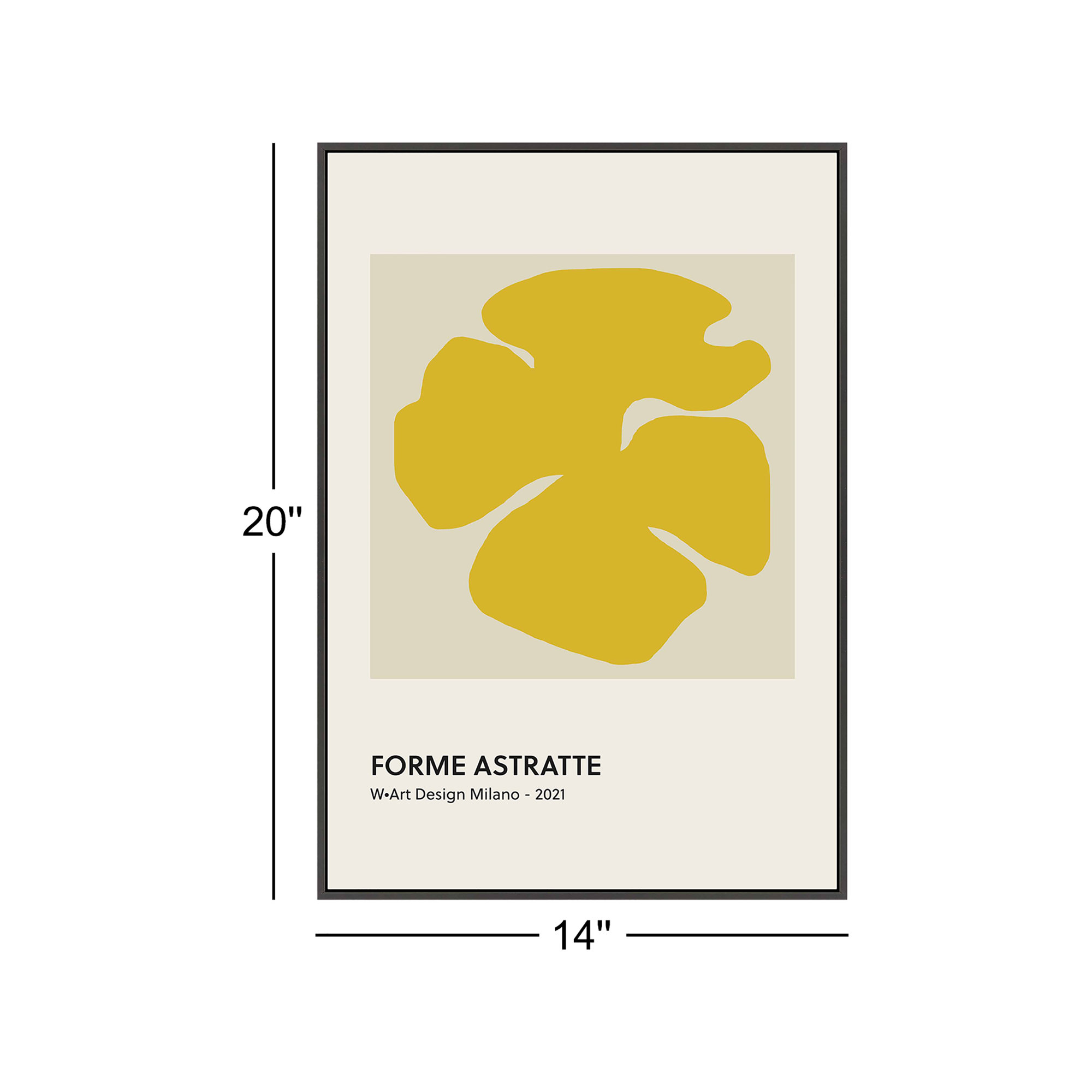 Forme Astratte Yellow by Romina Gadler, Black Framed Paper, 20" H x 14" W x 1.25" D