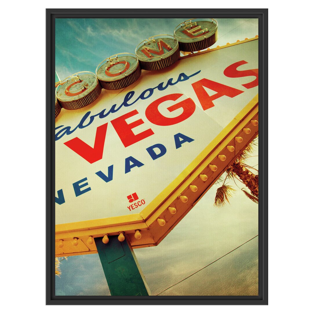 Gerahmtes Wandbild Las Vegas Retro Look