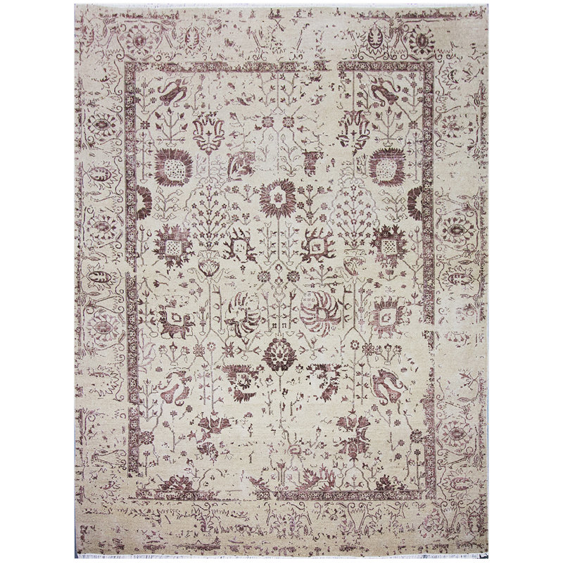 Oriental Area Rug in Natural/Wine, Rectangle 6' x 9'