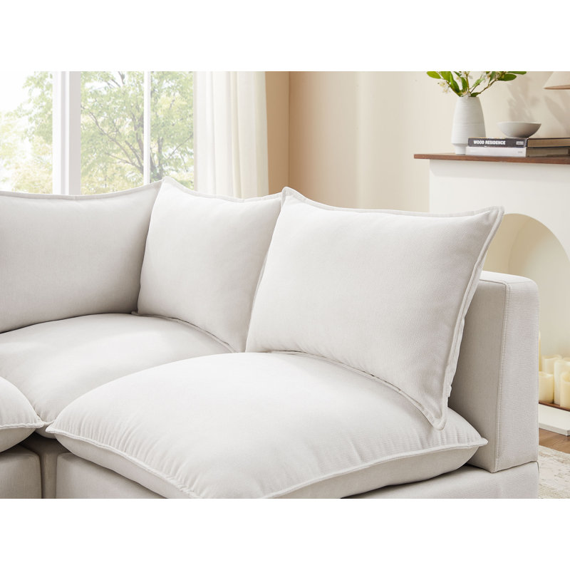 Rayners 5 - Piece Upholstered Sectional, Beige 100% Polyester