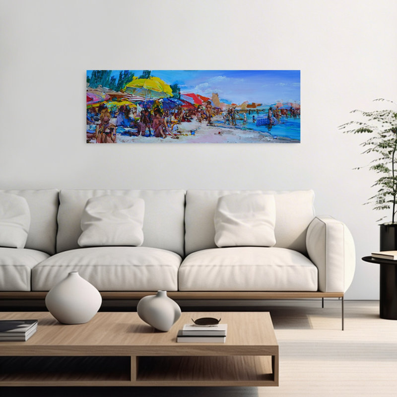 Lively Summer Beach by Andrii Kutsachenko - Wrapped Canvas Panoramic Print, 40.64cm H x 121.92cm W