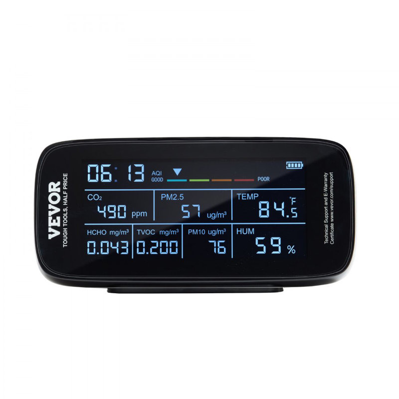 Air Quality Monitor 9-IN-1, CO2, Temperature, Humidity, Formaldehyde TVOC AQI Tester, Professional PM2.5 PM10 PM1.0 Particle Counter for Indoor/Outdoor, Air Quality Meter  w/Alarm Thresholds