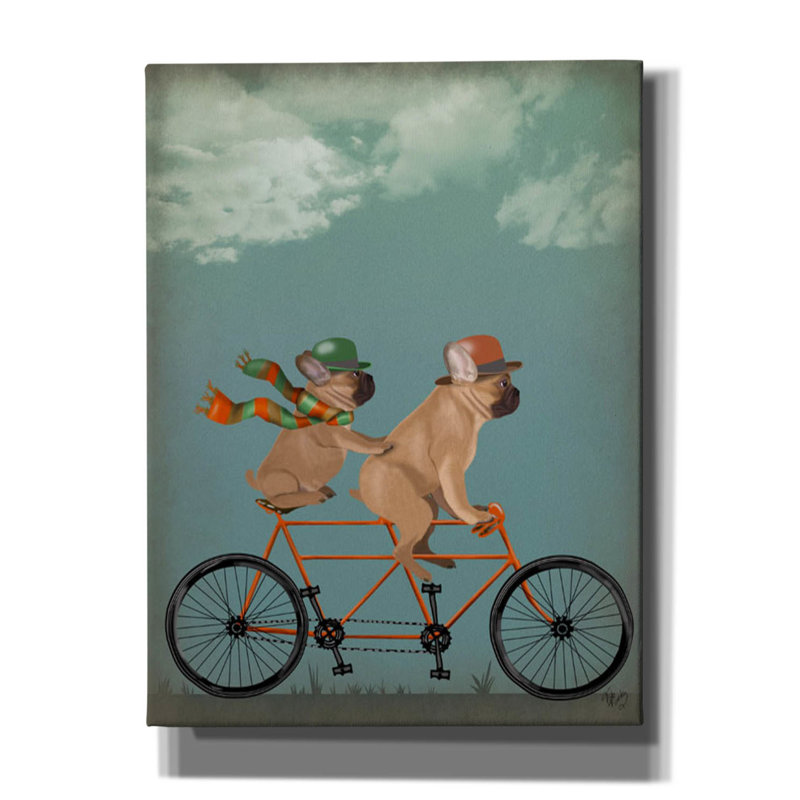«French Bulldog Tandem» par Fab Funky, art mural sur toile, H 16 po x l 12 po x P 0,75 po